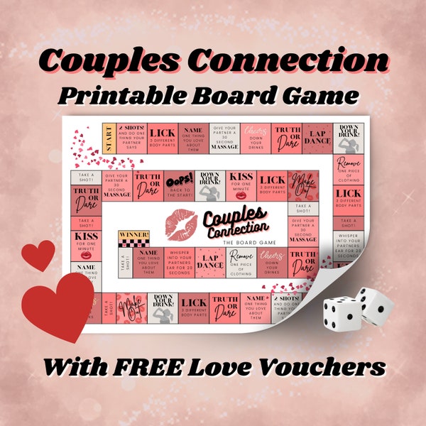 Couples Printable Board Game, Date Night, Printable Couples Games, Drinking Game Adults, Valentines Day Games Printable, Free Love Coupons