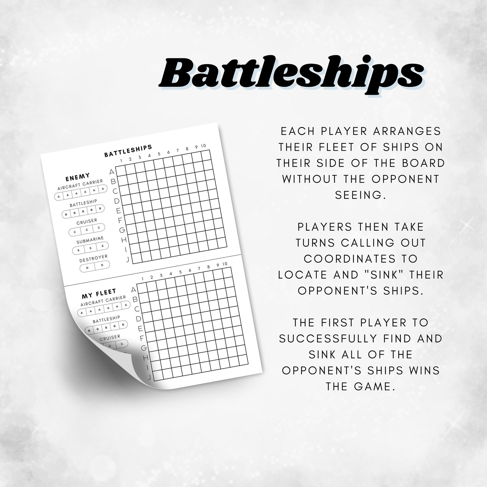 Classic Printable Games Set, Tic Tac Toe, Battleships, Dots &amp; Boxes ...
