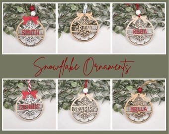 Personalized Snowflake Christmas Ornament - Custom Name Holiday Decor