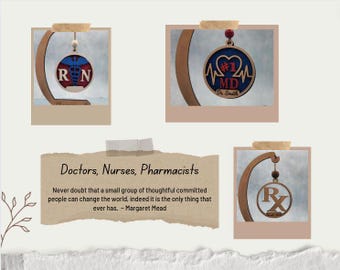 Custom Medical Professional Car Charms - Personalized Nurse, Pharmacist, and Doctor Ornaments