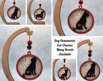 Personalized Dog Ornaments - Custom Made with Dog Breed and Name