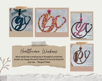 Custom Initial Stethoscope Car Charm - Personalized Medical Gift