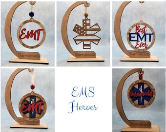 Custom EMS Paramedic EMT Car Charm - Personalized Holiday Ornament