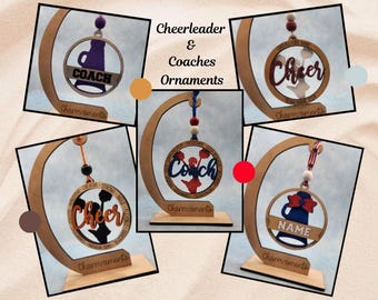 Cheerleading Squad Gift: Wood Ornaments for Cheerleaders and Coaches