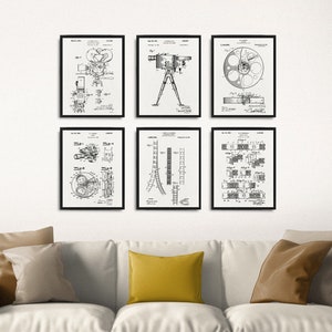 Kinofilm Patent 6 Druckset, Kamera Patent Poster, Filmrolle Patent Druck, Movie Strip Patent, Kinokartenpatent, Kino Wohnkultur