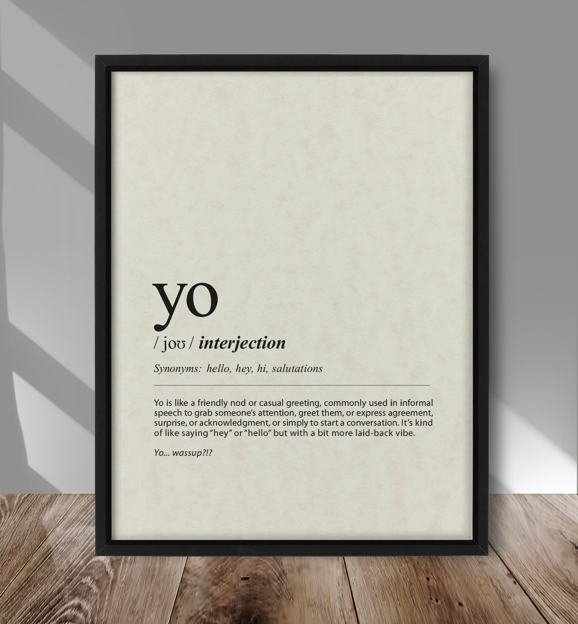 YO Definition Print, Yo Definition Poster, Quirky Definition Print, YO