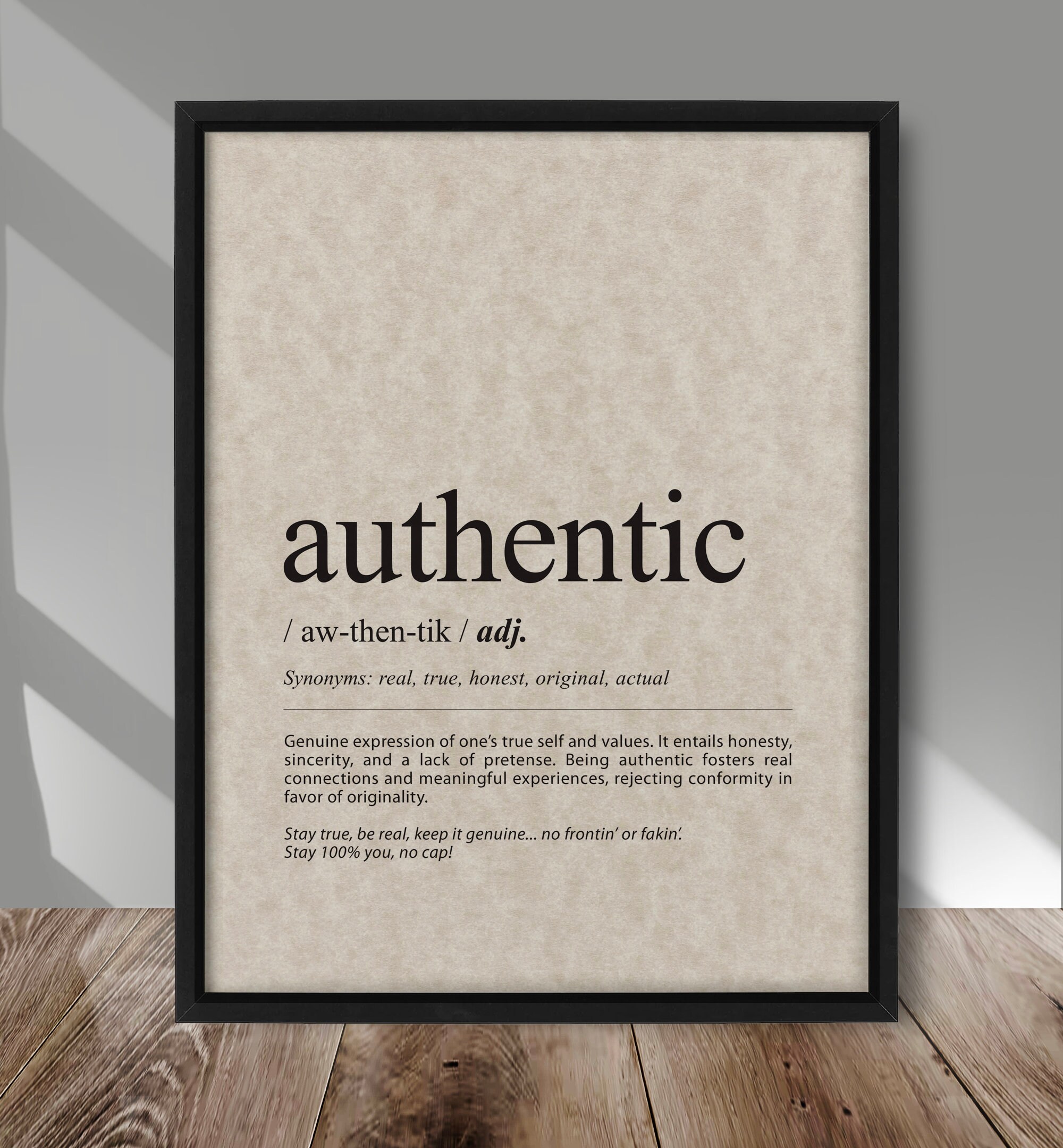 Authentic Definition Poster, Definition Print, Typography Definition ...