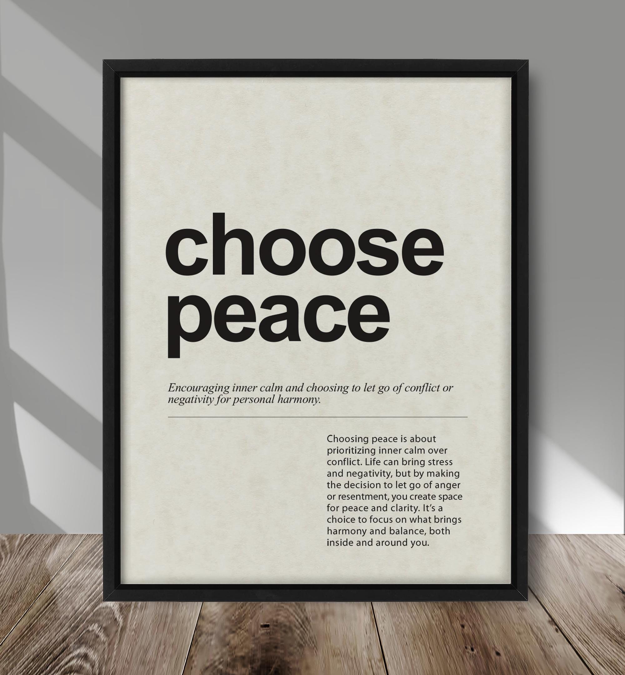 Choose Peace Inspirational Wall Art, Motivational Wall Art