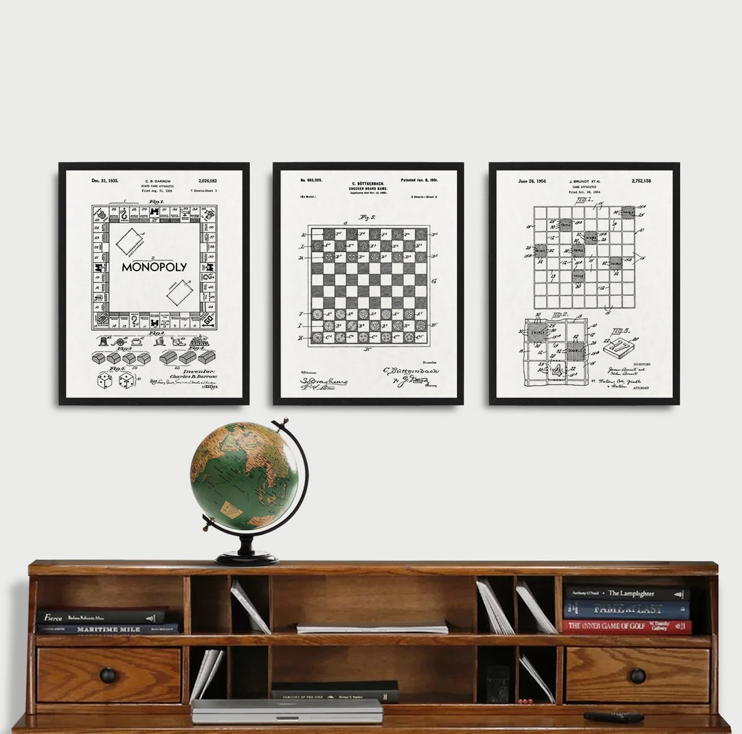 Popular Board Game 3 Poster Set, Classic Board Game Patent Print ...