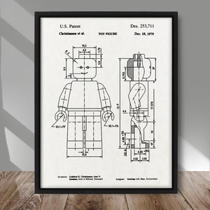 Toy Figure Block patent print, Vintage Building Block patent poster, Classic Toy Figure patent print, Building Brick wall decor, Kids decor