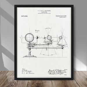 Planetarium patent print, 1909 Planetarium patent poster, Vintage print of Astronomy, Astronomy patent, Space wall decor, Astronomy decor