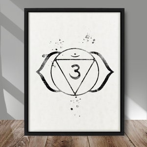 Ajna Chakra poster, Spiritual Chakra drawing art print, Minimalist Ajna Chakra poster, Spiritual decor, Meditation Buddhism art, Zen decor