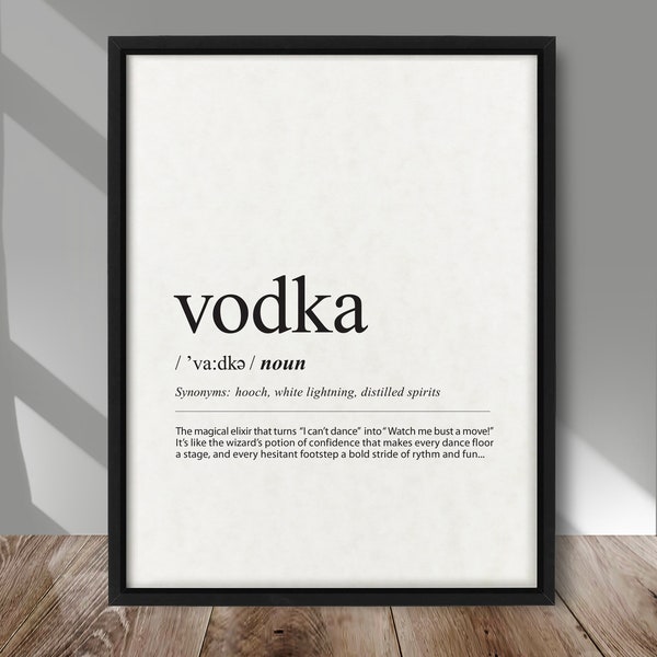 vodka Definition print, vodka definition poster, Alcohol definition wall print, cocktail definition poster, Funny definition, bar wall decor