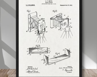 Camera support patent poster, Photographic Camera support patent print, Vintage Photographic Camera patent, Photography Camera wall decor