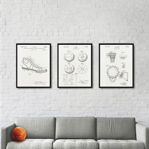 Basketball patents 3 print set, Basketball Court poster, Basket Ball patent print, Basketball Shoe patent, Footwear patent, Sport wall decor