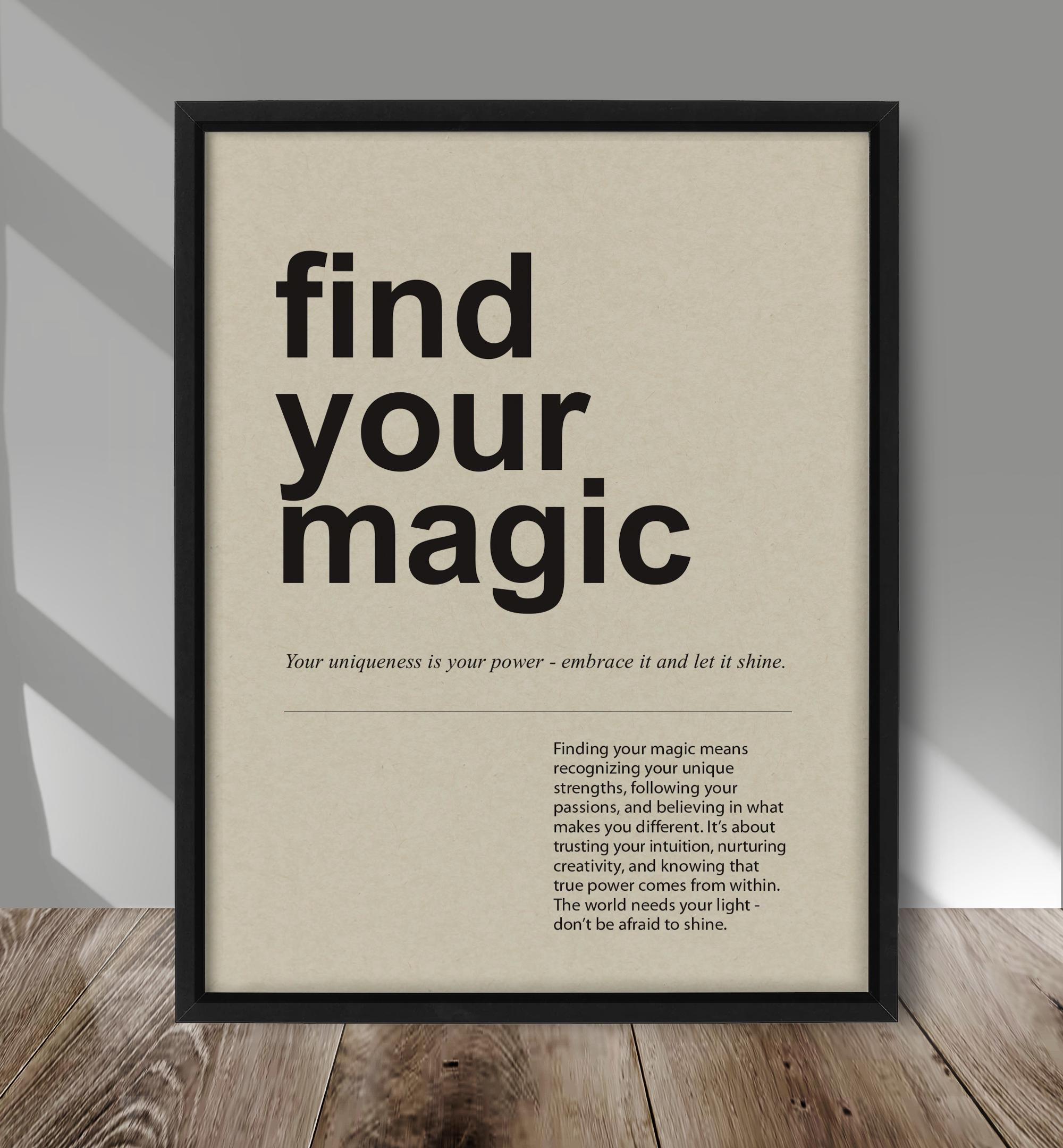 Find Your Magic Definition Print – Inspirational Quote Wall Art ...