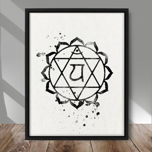 Anahata Chakra poster, Spiritual Chakra drawing print, Minimalist Anahata Chakra poster, Spiritual decor, Meditation Buddhism art, Zen decor