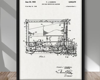 Ice Rink Resurfilled Maschine Patent Poster, Vintage Ice Rink Resurfilled Maschine Druck, Eishockey Patent Druck, Sport Druck, Hockey Dekor
