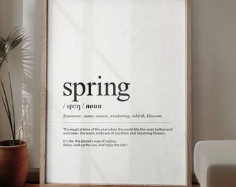 spring Definition print, spring definition wall poster, Seasonal definition print, Quirky definition print, spring wall decor, spring poster