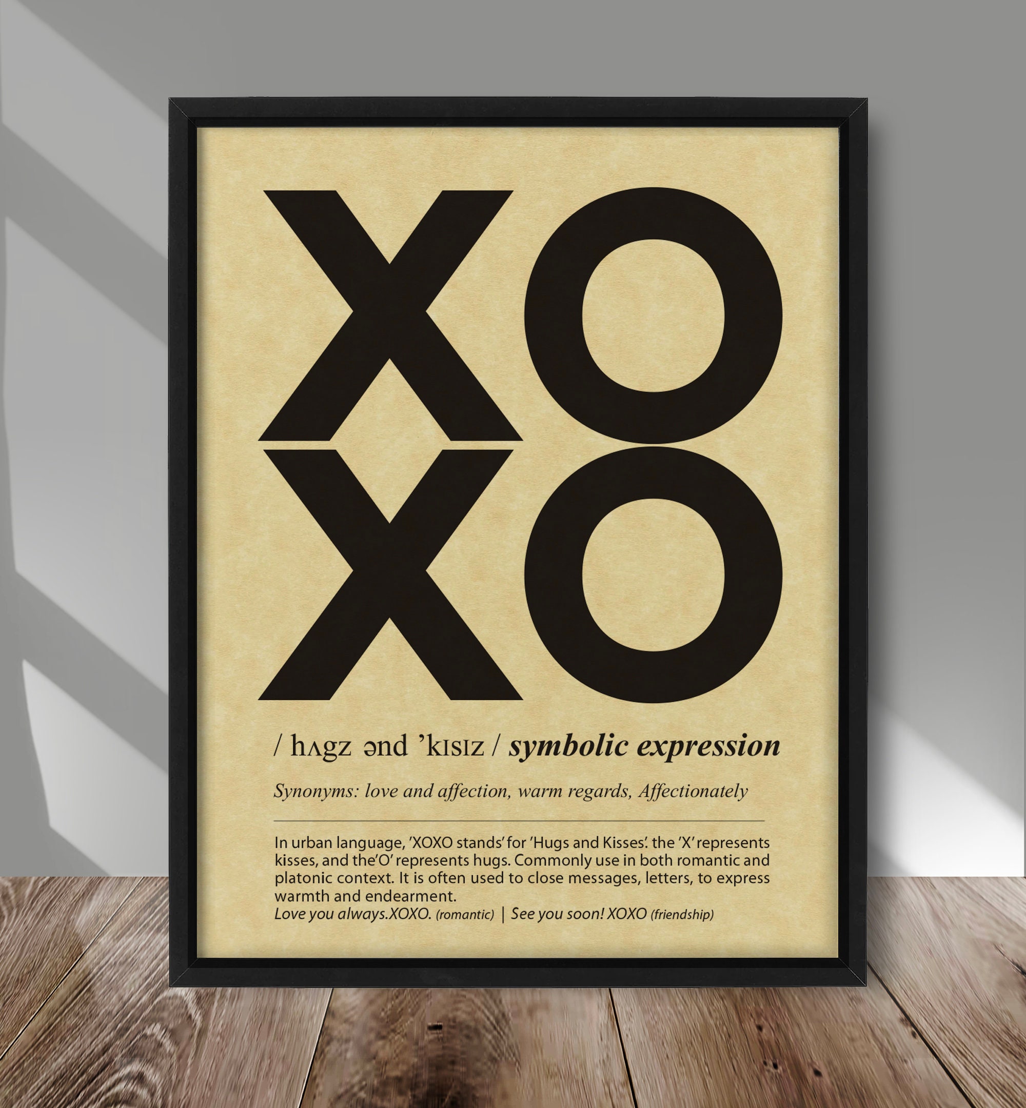 XOXO Stands Definition Print, Hugs and Kisses Definition Poster