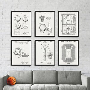 Basketball patents 6 print set, Basketball Court poster, Basket Ball patent print, Basketball Goal patent poster, Basketball Stadium patent