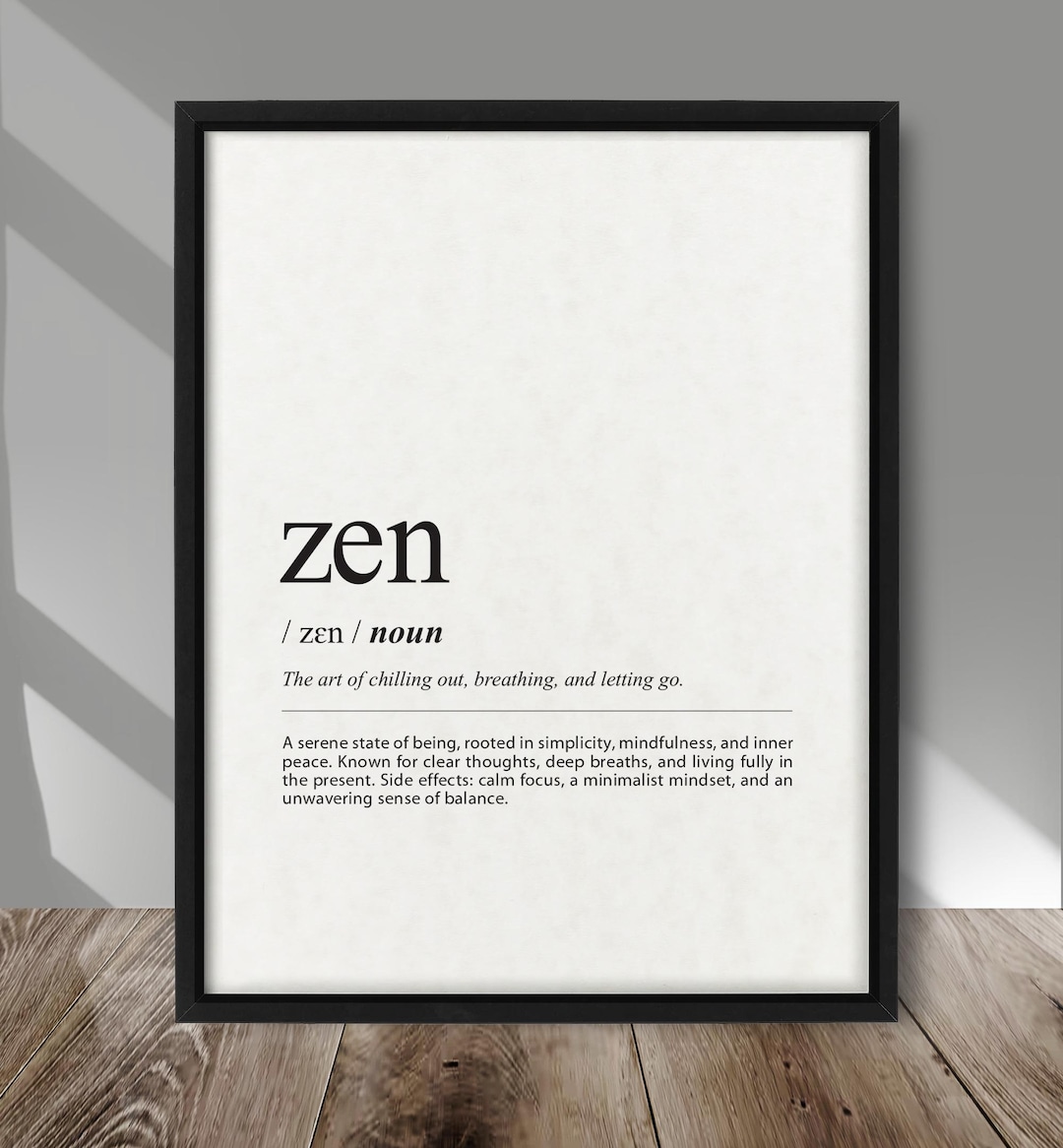 ZEN Definition Print – Minimalist Mindfulness Wall Art on Kraft or ...