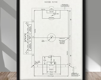Soccer Pitch print, Soccer field poster, Vintage Sport Field print, Soccer Pitch poster, Soccer wall decor, Sport room decor, European foot