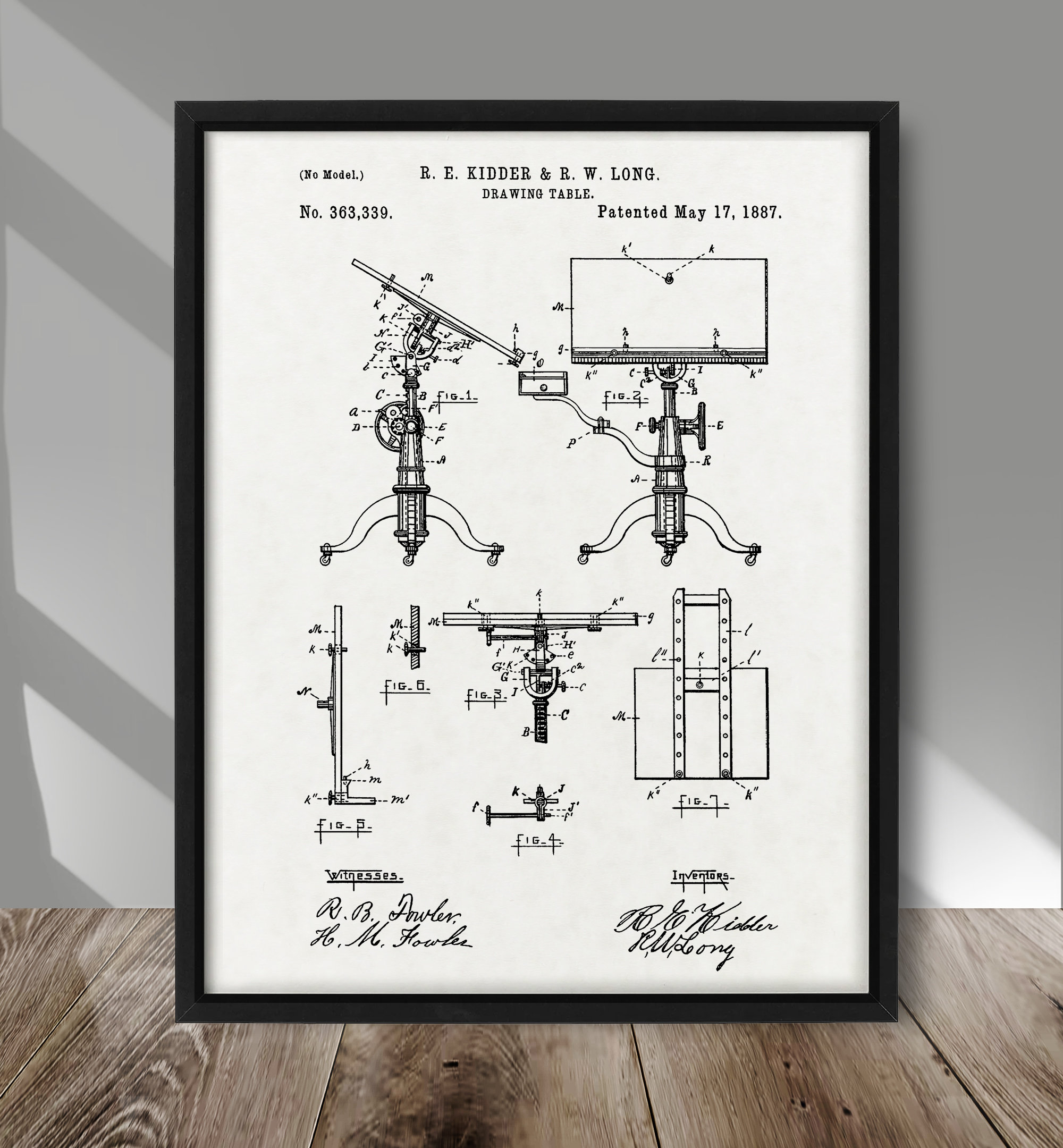 Affiche brevet de table à dessin, impression brevet de table d'architecte, table à dessin vintage, table à dessin ingénieur architecte, brevet de tabl