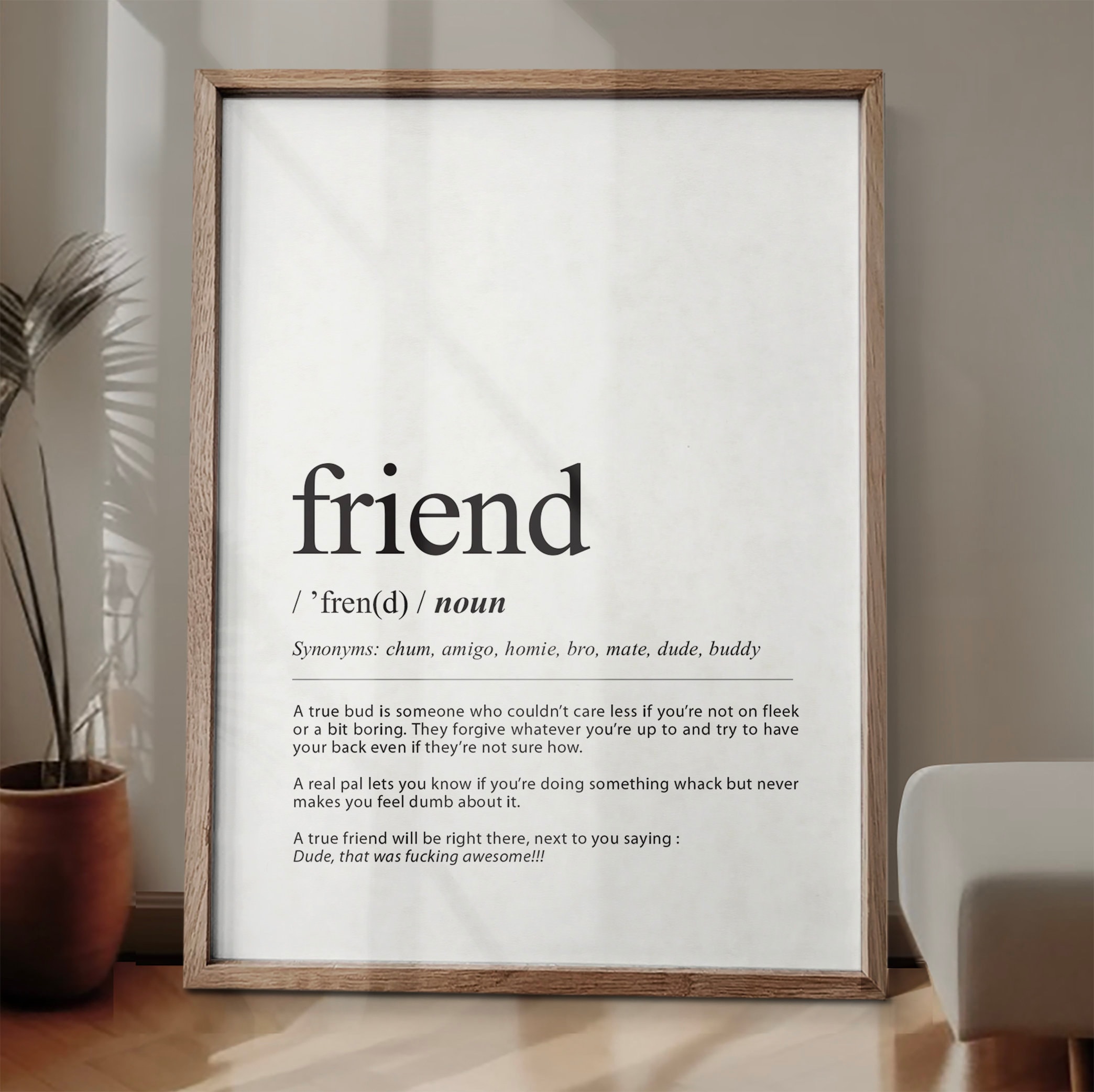 Friend Definition Print, Friend Definition Poster, Quirky Definition ...