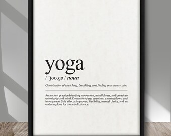 YOGA Definition Print – Minimalist Mindfulness Wall Art on Kraft or Parchment Paper, Meditation and Balance Poster Relaxation art print