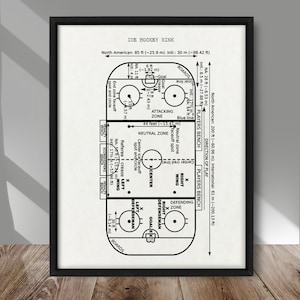 Ice Hockey Rink poster, Ice Hockey rink print, Hockey rink patent print, Sport print, Ice Hockey wall decor, Sport room decor, hockey night