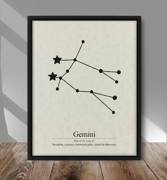 Gemini Constellation Definition Print, Gemini Zodiac Sign