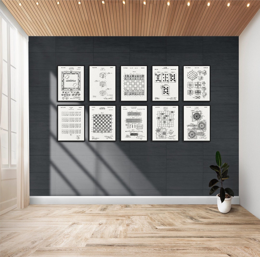 Classic Board Game 10 Poster Set, Board Game Patent Print, Checker ...