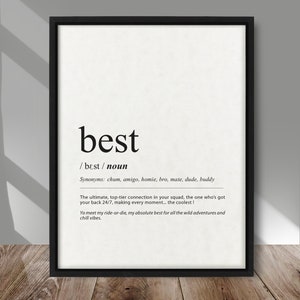 Beste definitie-poster, beste definitie-afdruk, coole definitie muurkunstposter, eigenzinnige definitie, woordenboektrendposter, grappige definitie