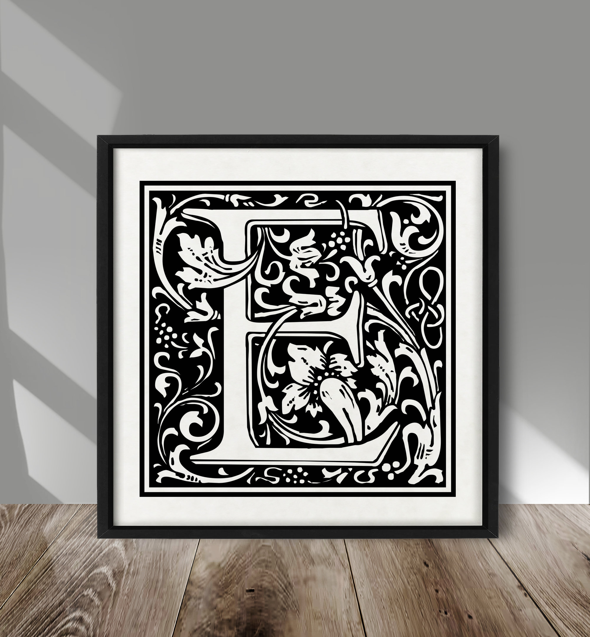 LETTER E Print, Fancy Character, Decorative Letters, Ornamental ...