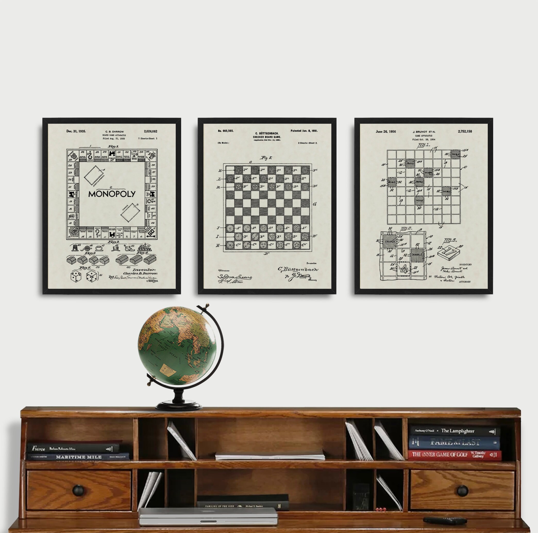 Popular Board Game 3 Poster Set, Classic Board Game Patent Print ...