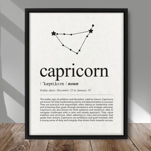 CAPRICORN DEFINITION poster, Capricorn Definition print, Capricorn Constellation art print, Capricorn zodiac sign stars print, zodiac decor