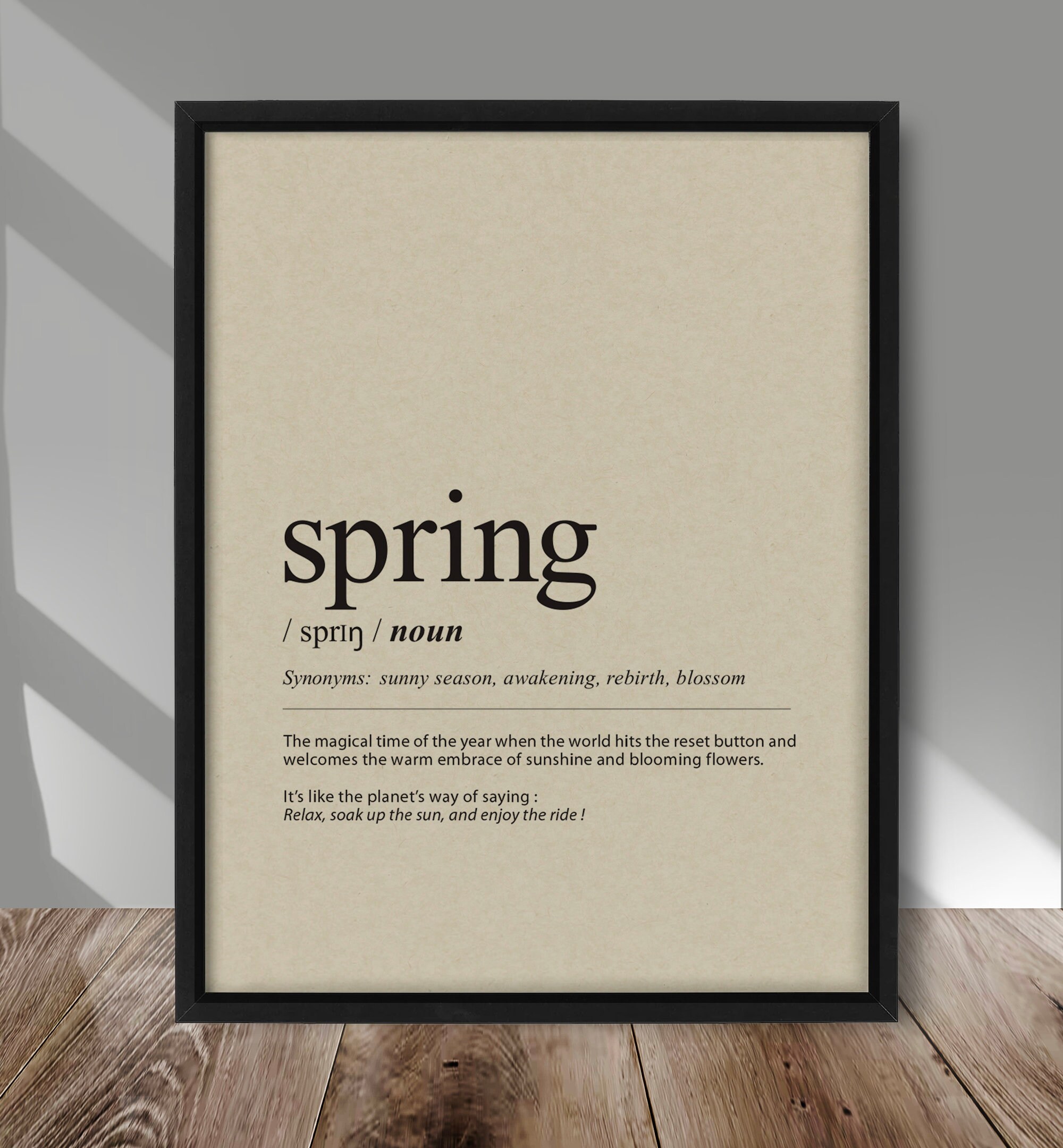 Spring Definition Print, Spring Definition Wall Poster, Seasonal ...