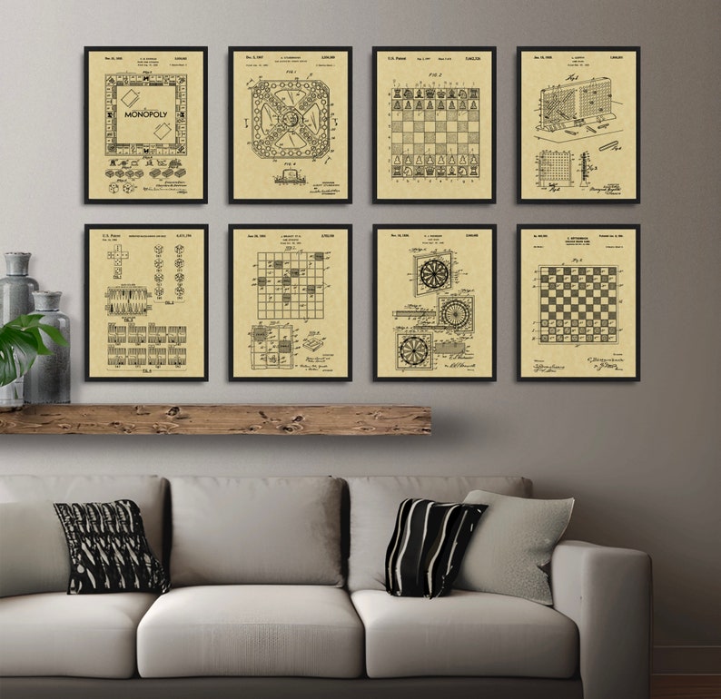 Classic Board Game 8 Poster Set, Board Game Patent Print, Vintage ...
