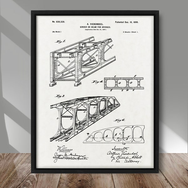 Bridge patent print, Suspension Bridge patent poster, Vintage bridge patent, Bridge patent decor, Bridge Engineering technical Patent Art