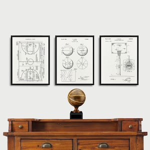 Basketball patents 3 print set, Basketball Court poster, Basket Ball patent print, Basketball Goal patent poster, Team Sport wall decor
