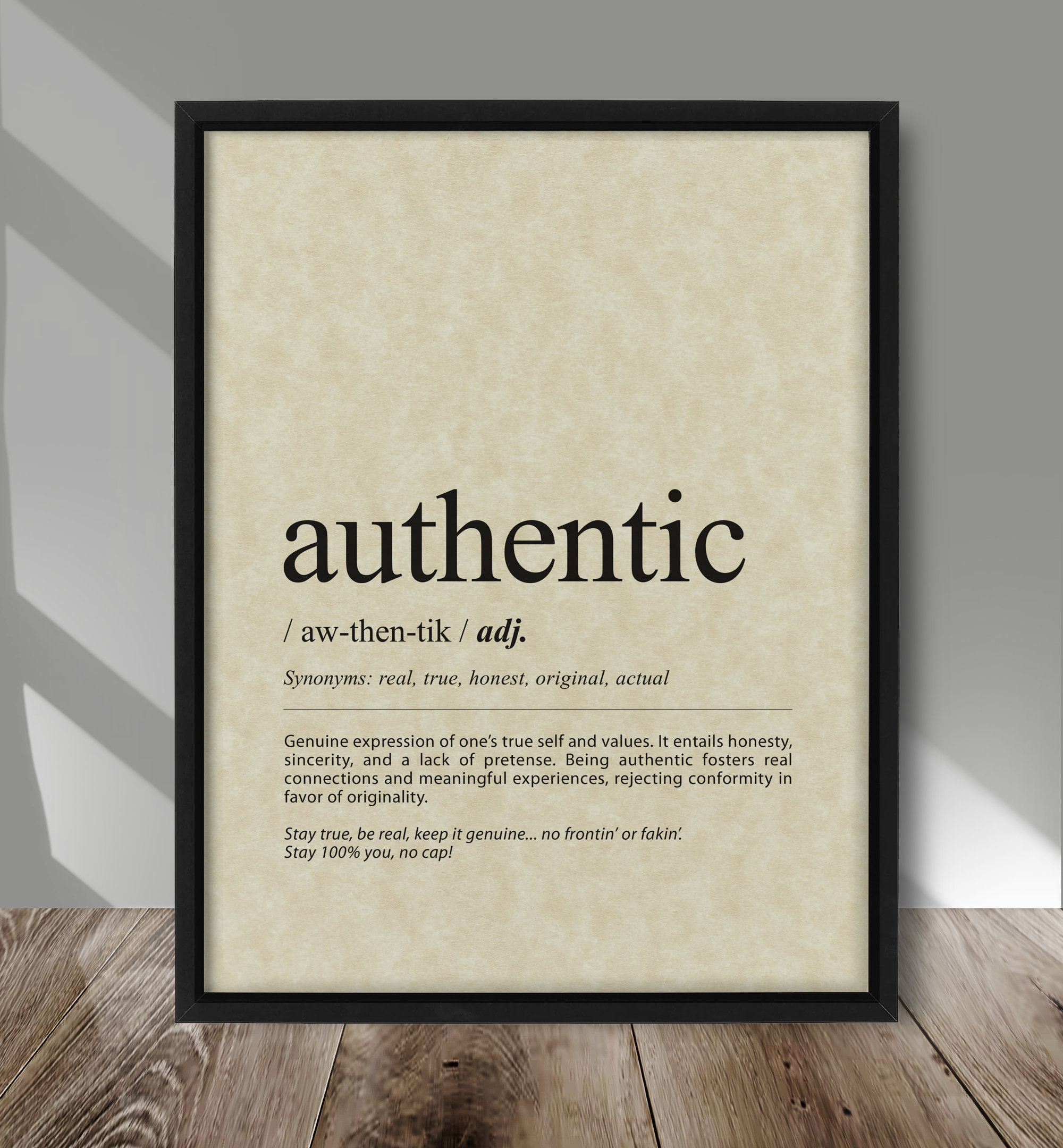Authentic Definition Poster, Definition Print, Typography Definition ...