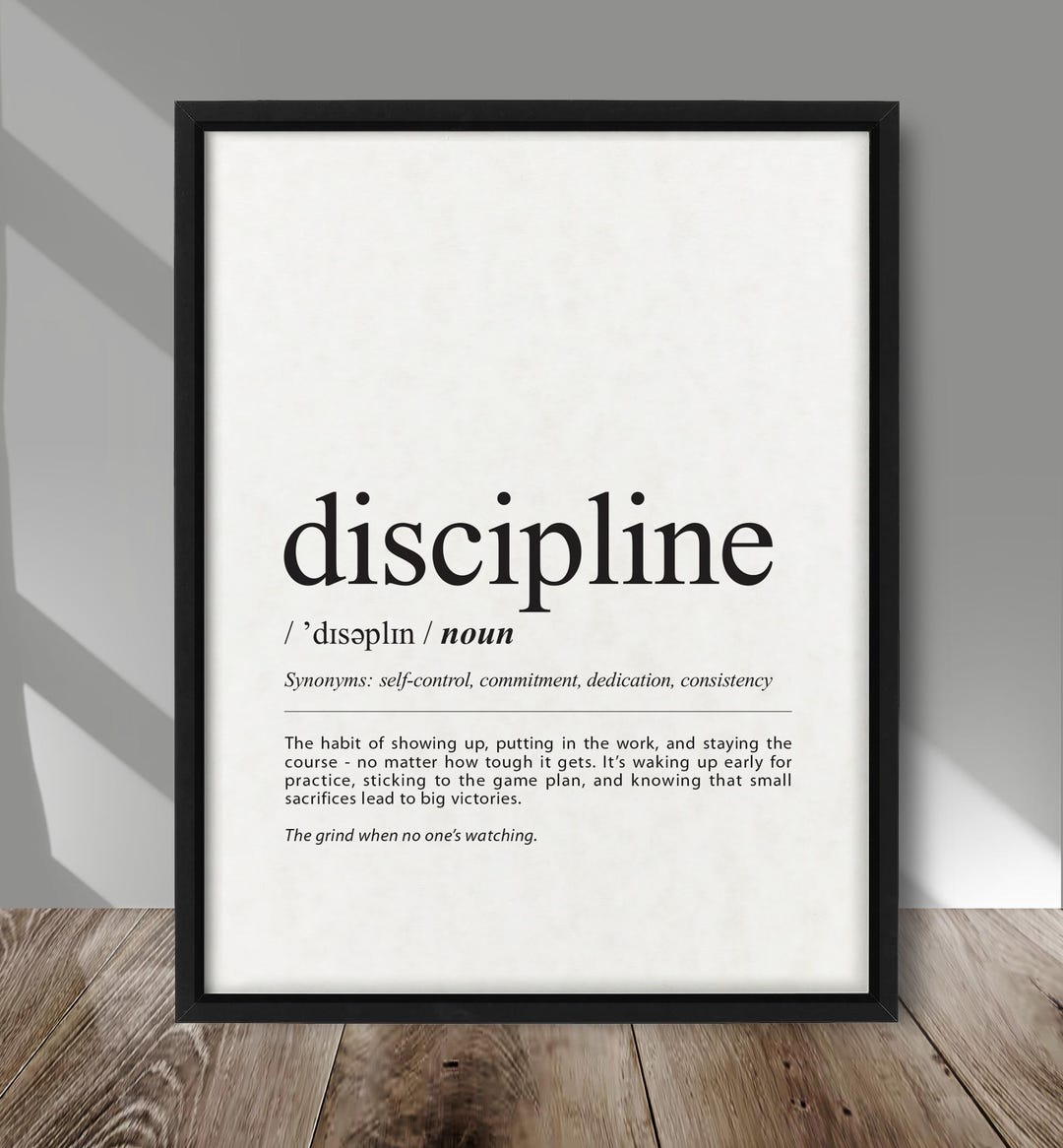 DISCIPLINE Definition Print • Motivational Wall Art • Kraft or ...