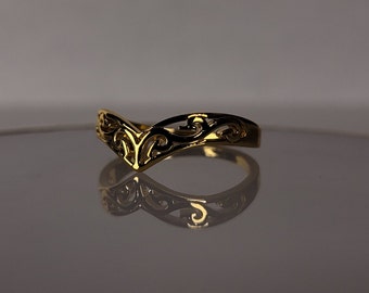 Elven ring Ondine |  minimalist vintage ring |  gold-plated stainless steel jewelry |  water resistant ring |  gift for her