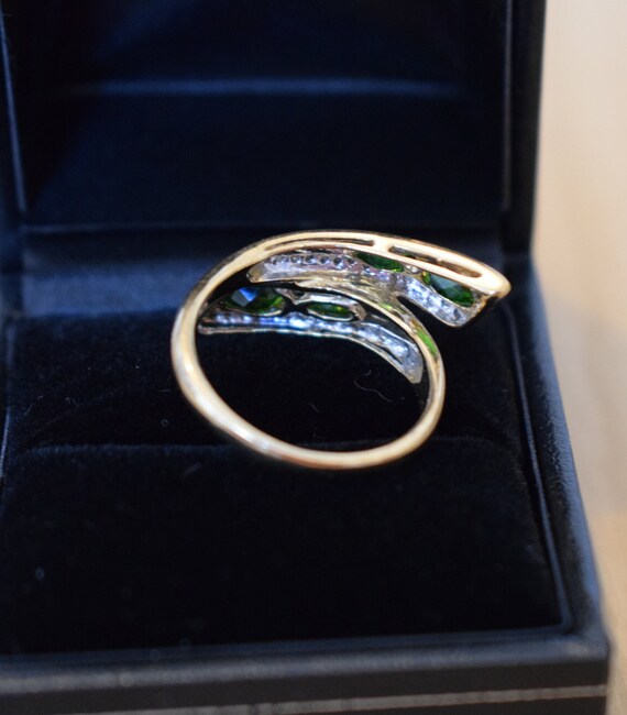 9ct Yellow Gold, Green Diopside and Diamond Ring - image 5