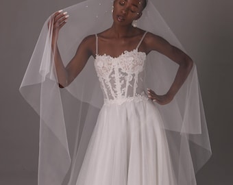 Two Tier Raw Edge Veil, Wedding Veil