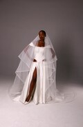 Two Tier Wedding Veil with Blusher and 1 Inch Horsehair Trim product logo