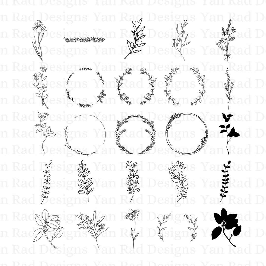 25 FLORAL WREATH SVG Bundle Circle Frame Svg Botanical Frame Wedding ...