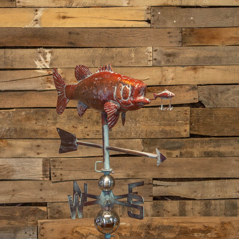 3D Largemouth Bass Weathervane, Antique Weathervane, Vintage Style
