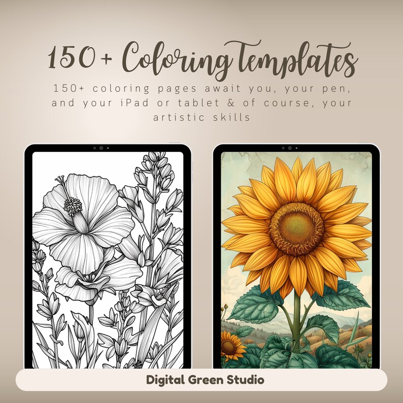 150+ Flower Coloring Pages, Nature Coloring Book for Adult & Kids